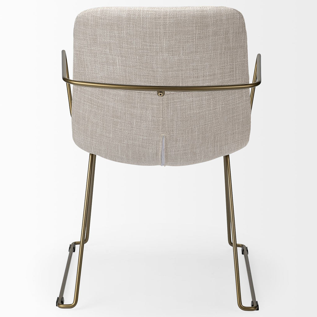 Cream Fabric Wrap With Gold Metal Frame Dining Chair