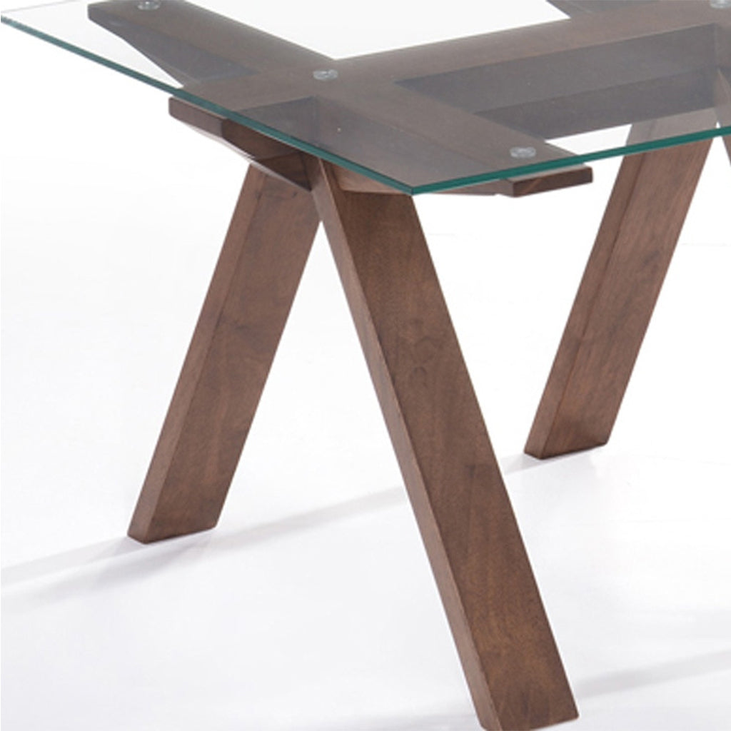 Walnut Wood Glass End Table, 283838