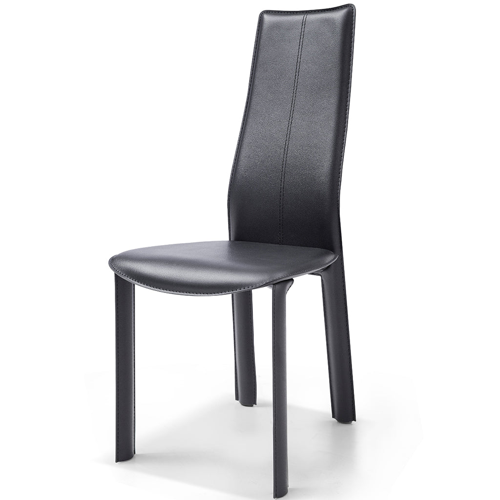 Allison Dining Chair, Set of 4, Black, Leather, Metal Legs, DC1004H-BLK Brand: Whiteline Modern Living, Size: 18inW x 23inD x 41inH Seat Height: 18in/ 46cm, Weight: 73lb, Material: Leather, Color: Black