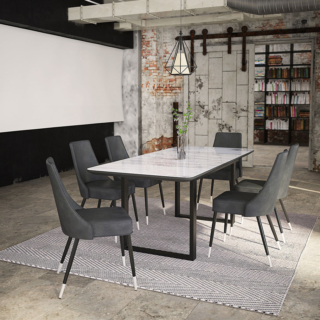 Silvano | Vintage Mid-Century Modern Dining Chairs, Set of 2, Faux Leather, 202-429GY