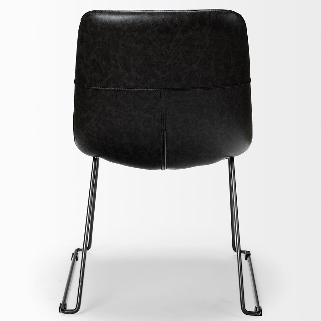 Black Faux Leather Seat, Black Iron Frame Dining Chair