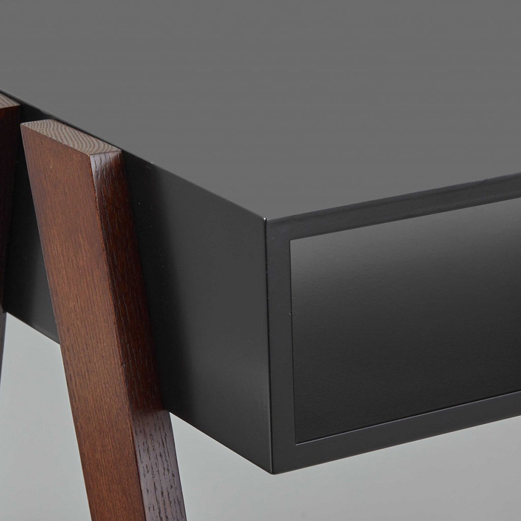 Black and Walnut One Shelf End Table, Wooden, 372972