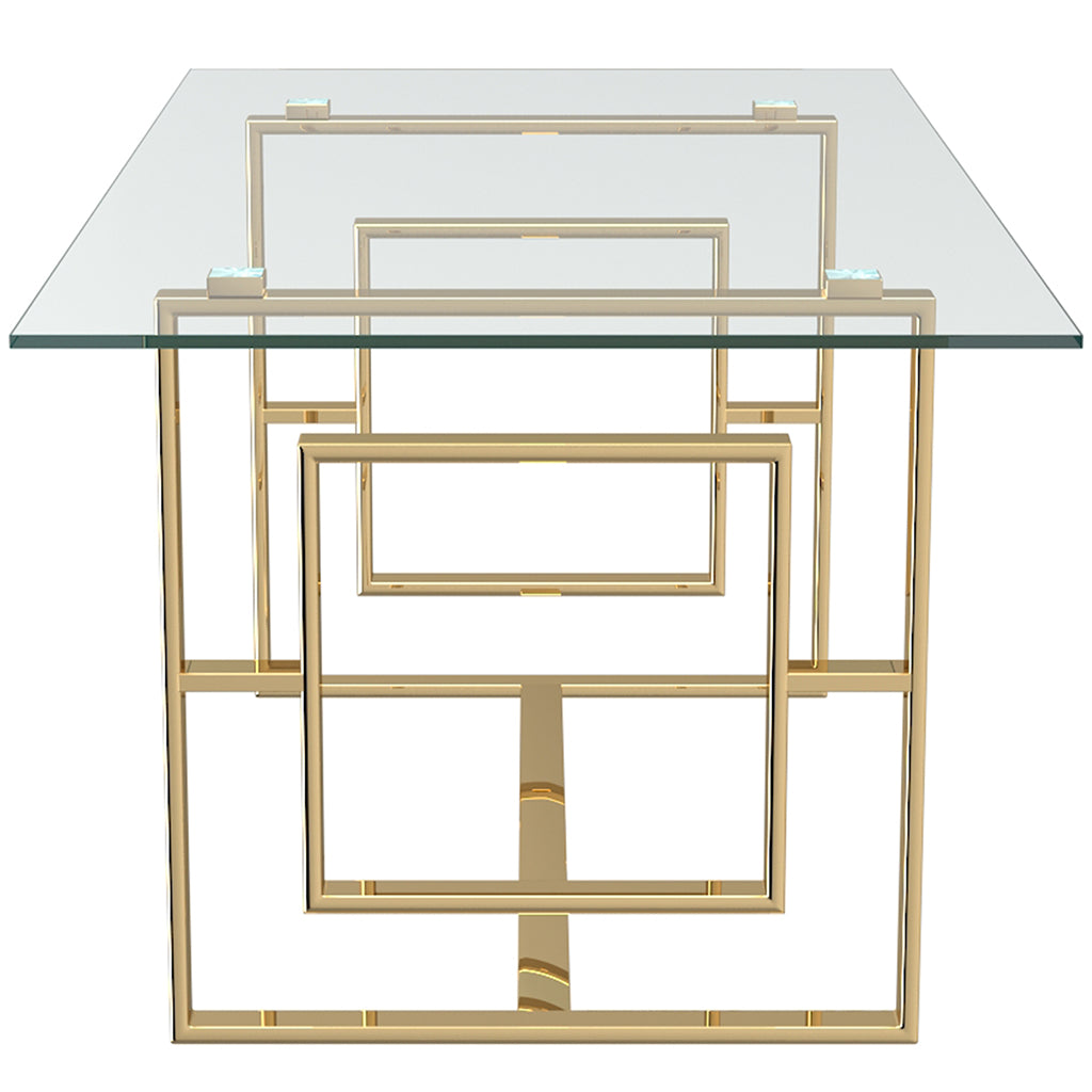 Eros | Glass Gold Dining Table, Modern 4 Seater, 201-482GL