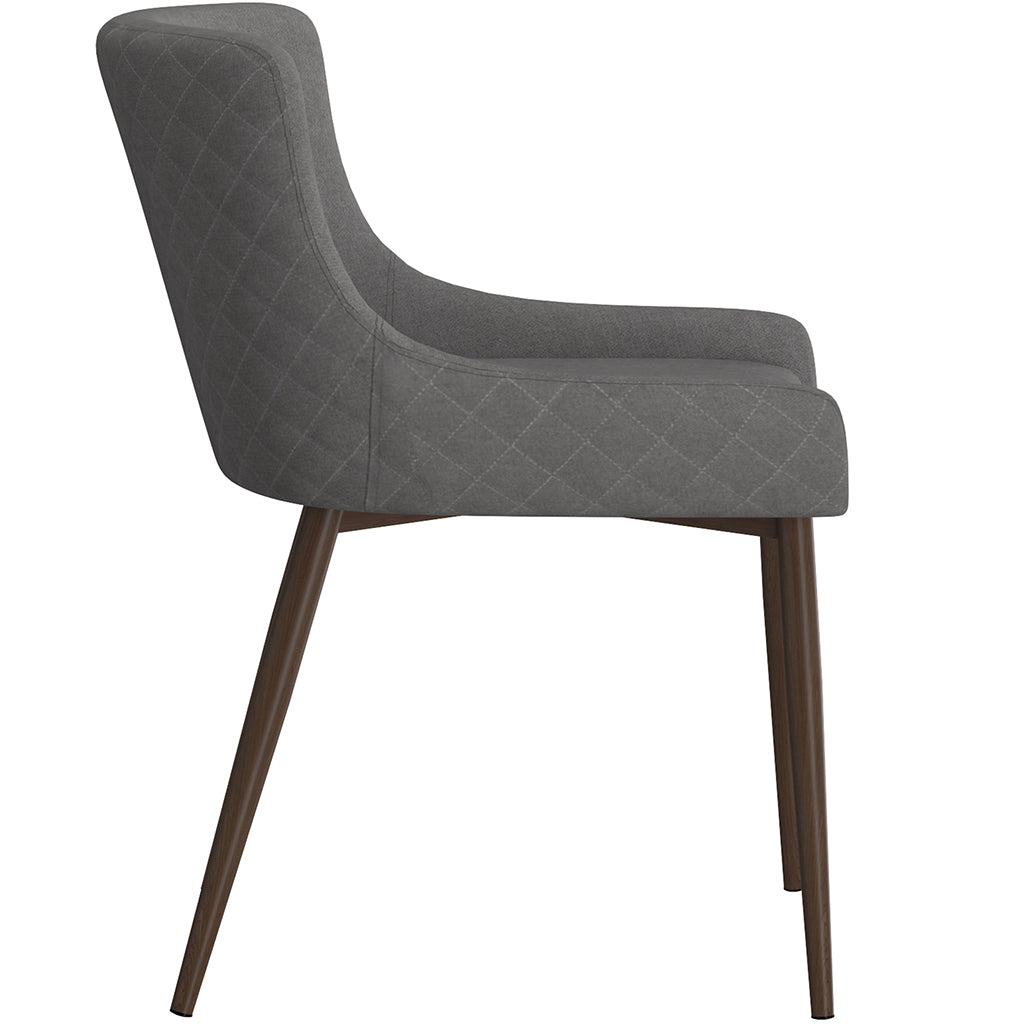 Bianca | Gray and Walnut MCM Dining Chairs, Set of 2, Fabric & Metal, 202-086GY/WAL