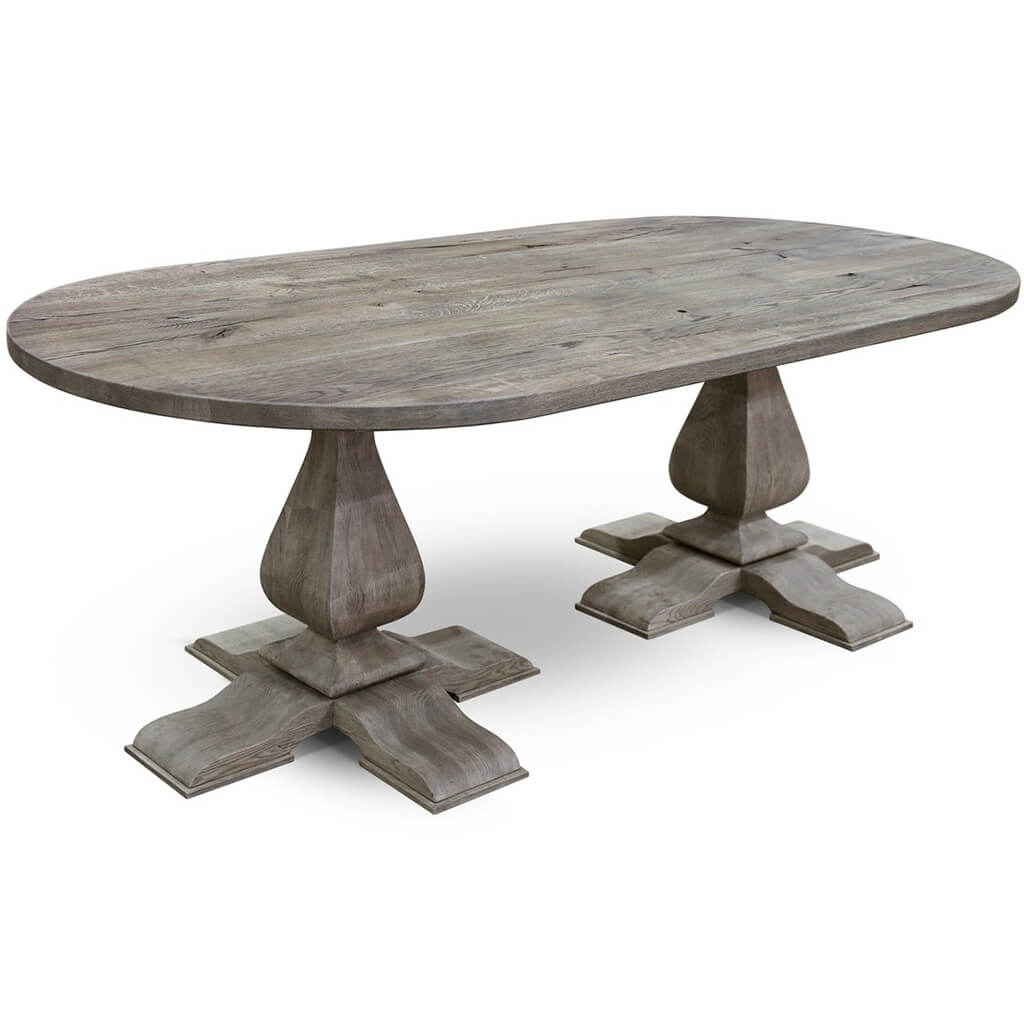 Dindo | Double Pedestal Oval Dining Table, Oak Wood, 8 Seater, SCANDI070