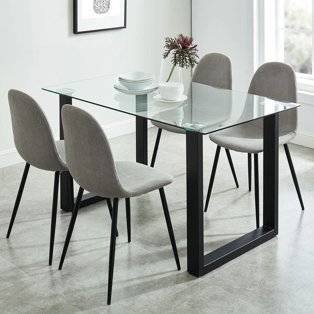 Franco | Modern Glass Dining Room Table, Metal Legs, 4 Seater, 201-454BK