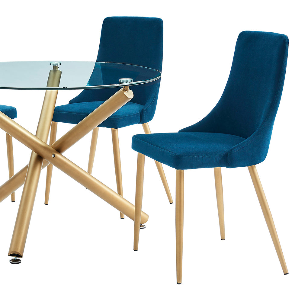Carmilla | Luxury Velvet Blue and Gold Dining Chairs, Set of 2, 202-353BLU