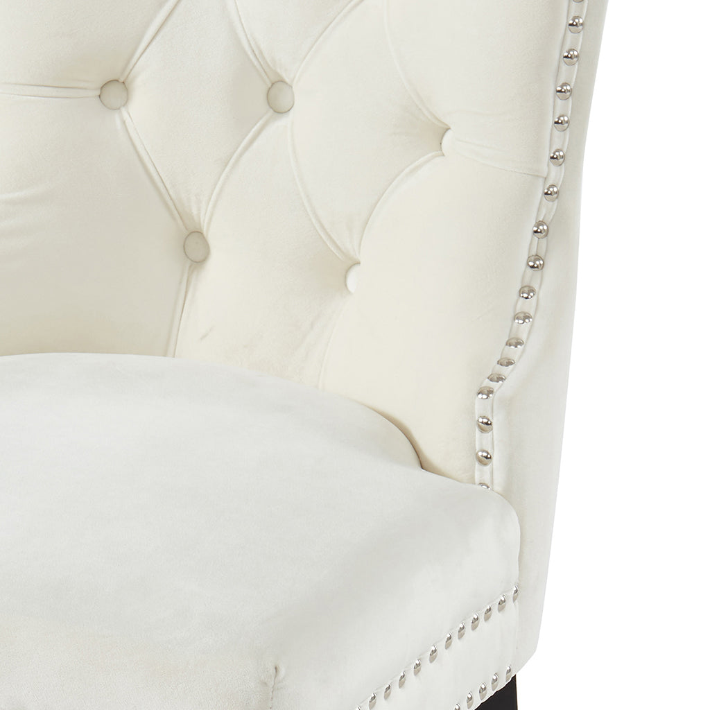 Rizzo | Comfortable Ivory Velvet Dining Chairs, Set of 2, Rubberwood Legs, 202-080IV