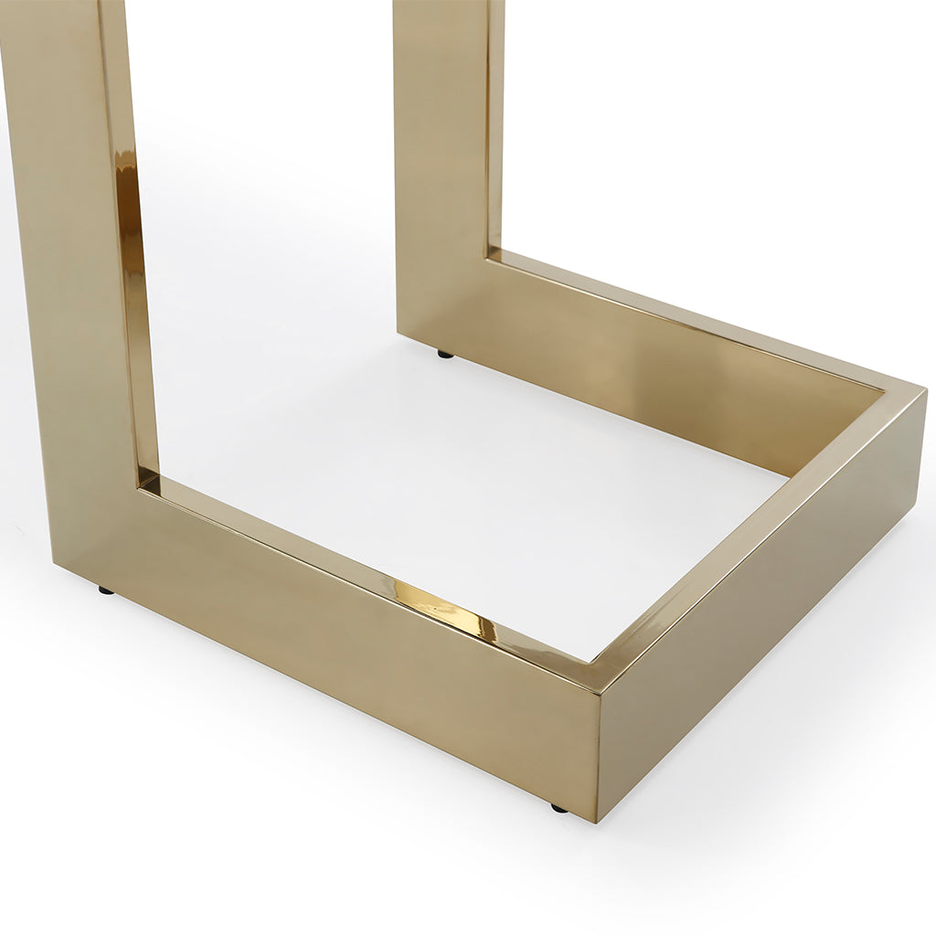 Gold Color Table, Dining, Rectangular, Glass Top, DT1658-BLK Brand: Whiteline Modern Living Size: 87inW x 39inD x 30inH; Weight: 229lb Shape: Rectangular; Material: Top: 1/2" Glass; Base: Gold Stainless Steel; Seating Capacity: Seats 4-6 people; Color: Gold Color Base