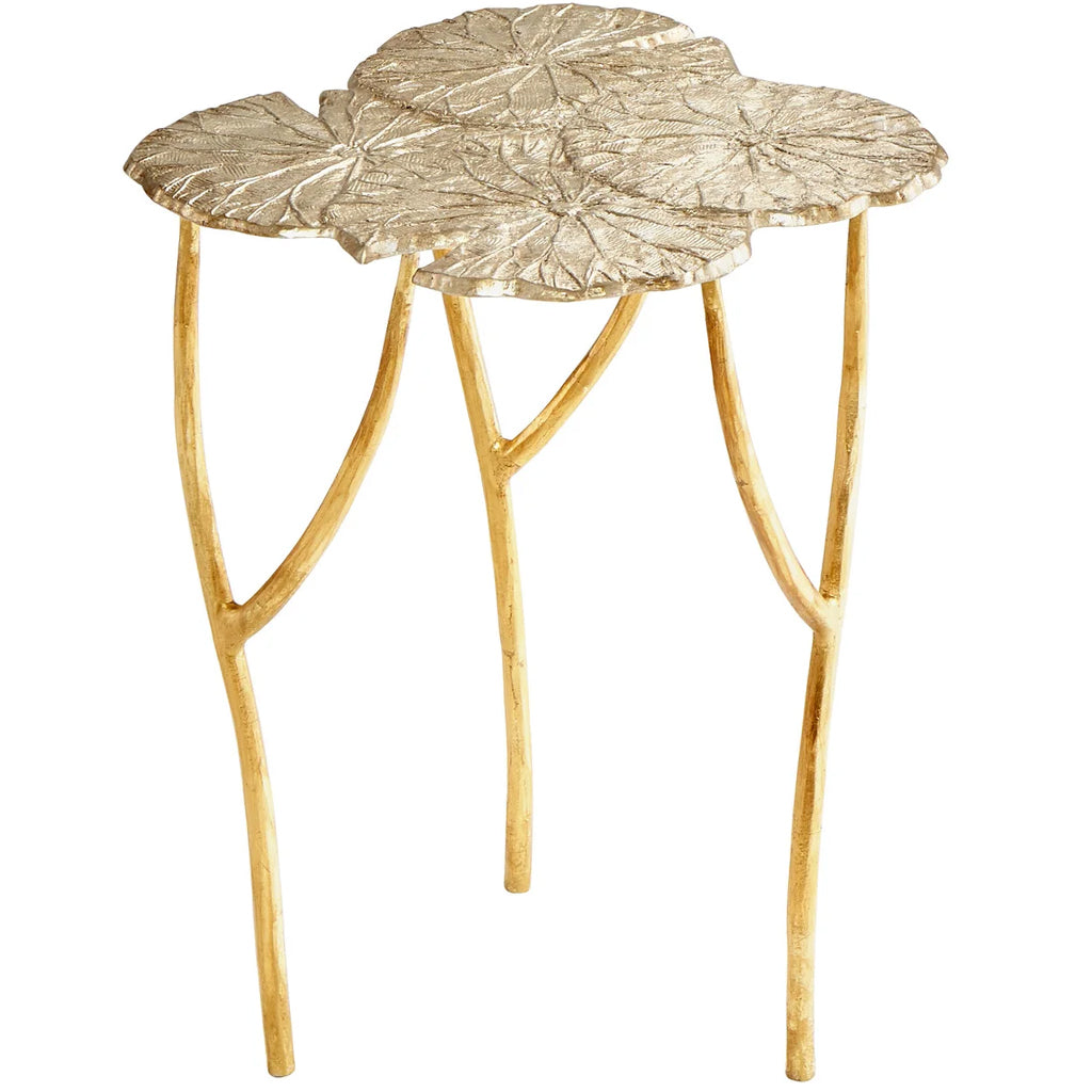 Ulla | Ornamental Iron End Table, Silver & Gold Color, 09281