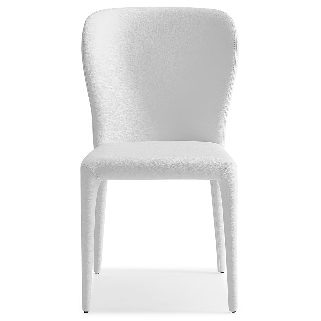 Hazel Dining Chair, Set of 2, White, Faux Leather, DC1455-WHT Brand: Whiteline Modern Living, Size: 20inW x 24inD x 35inH Seat Height: 18.5in/ 47cm, Weight: 13lb, Material: Faux leather Color: White, Assembly Required: No, Weather Resistant: No, Set of 2