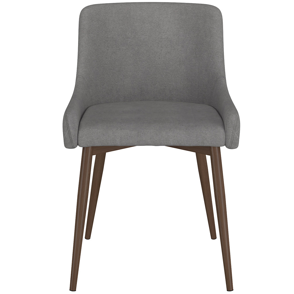 Bianca | Gray and Walnut MCM Dining Chairs, Set of 2, Fabric & Metal, 202-086GY/WAL