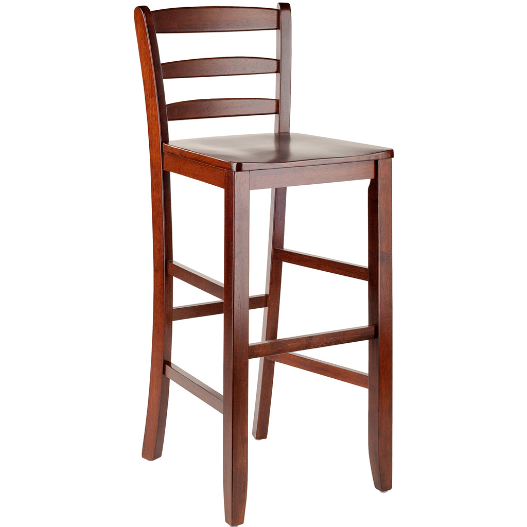 30" Bar Ladder Back Stool, Solid Walnut Wood, Set of 2