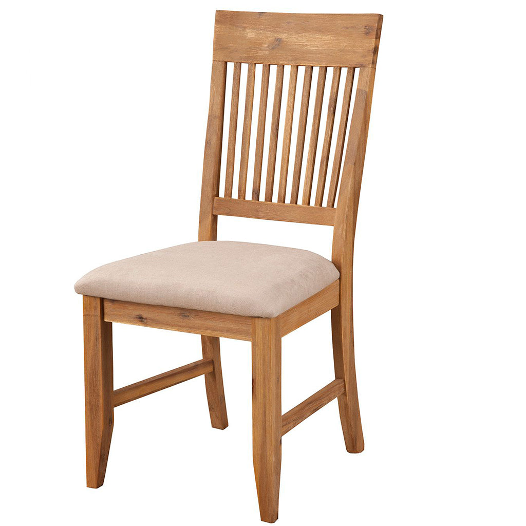 Aspen Dining Chair, Set of 2, Iron Brush Antique Natural Color, Upholstered, Acacia Solids and Acacia Veneer, 8812-02, Brand: Alpine Furniture, Size: 23inW x 20inD x 39inH, Seat height: 19in/ 48cm, Material: Acacia Solids and Acacia Veneer, Color: Iron Brush Antique Natural Color