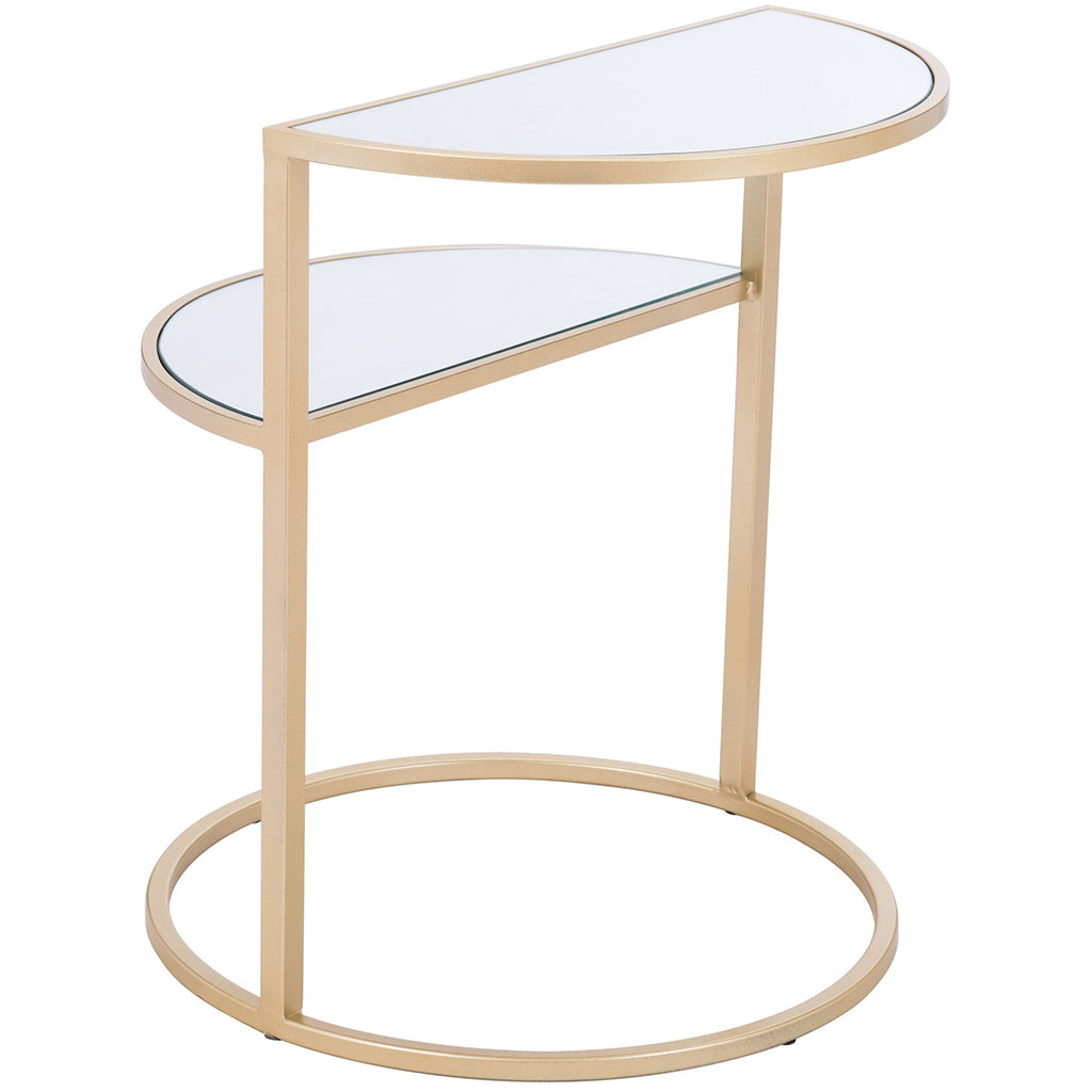 Terrace | Mirrored Glass and Gold End Table, Two Shelves, 394568