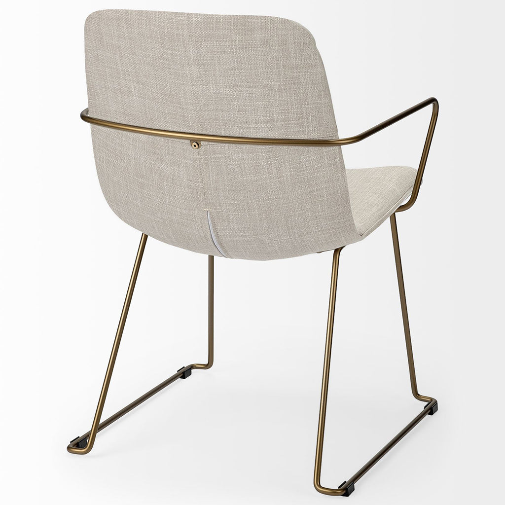 Cream Fabric Wrap With Gold Metal Frame Dining Chair