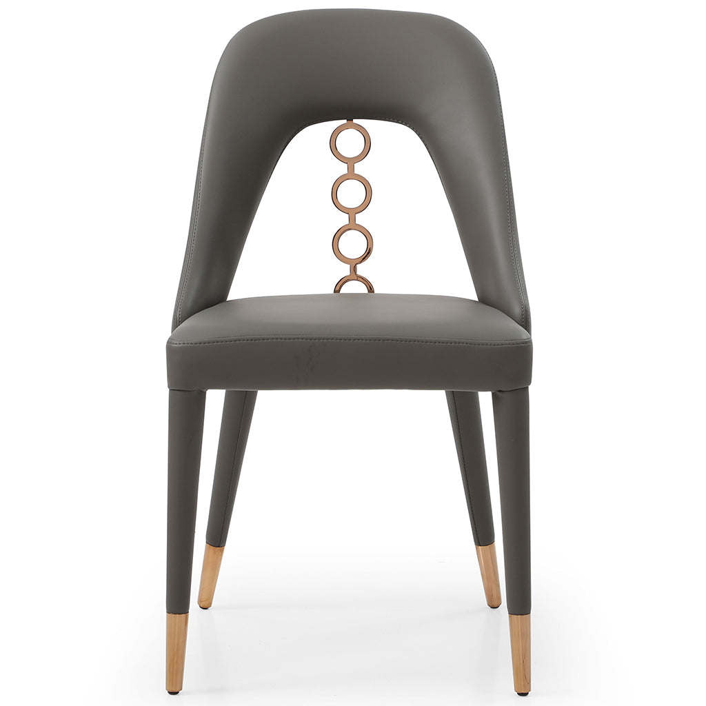 Liza Dining Chair, Set of 2, Dark Gray, Faux Leather, Steel Frame, DC1710P-DGRY Brand: Whiteline Modern Living, Size: 19inW x 22inD x 34inH Seat Height:  19in/ 48cm, Weight: 15lb, Material: Faux leather & stainless steel frame Color: Dark Gray , Assembly Required: No, Weather Resistant: No, Set of 2
