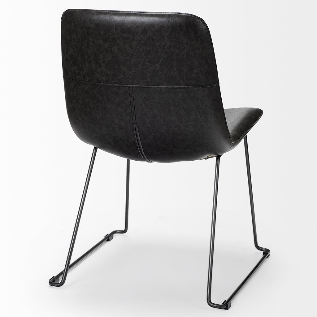 Black Faux Leather Seat, Black Iron Frame Dining Chair