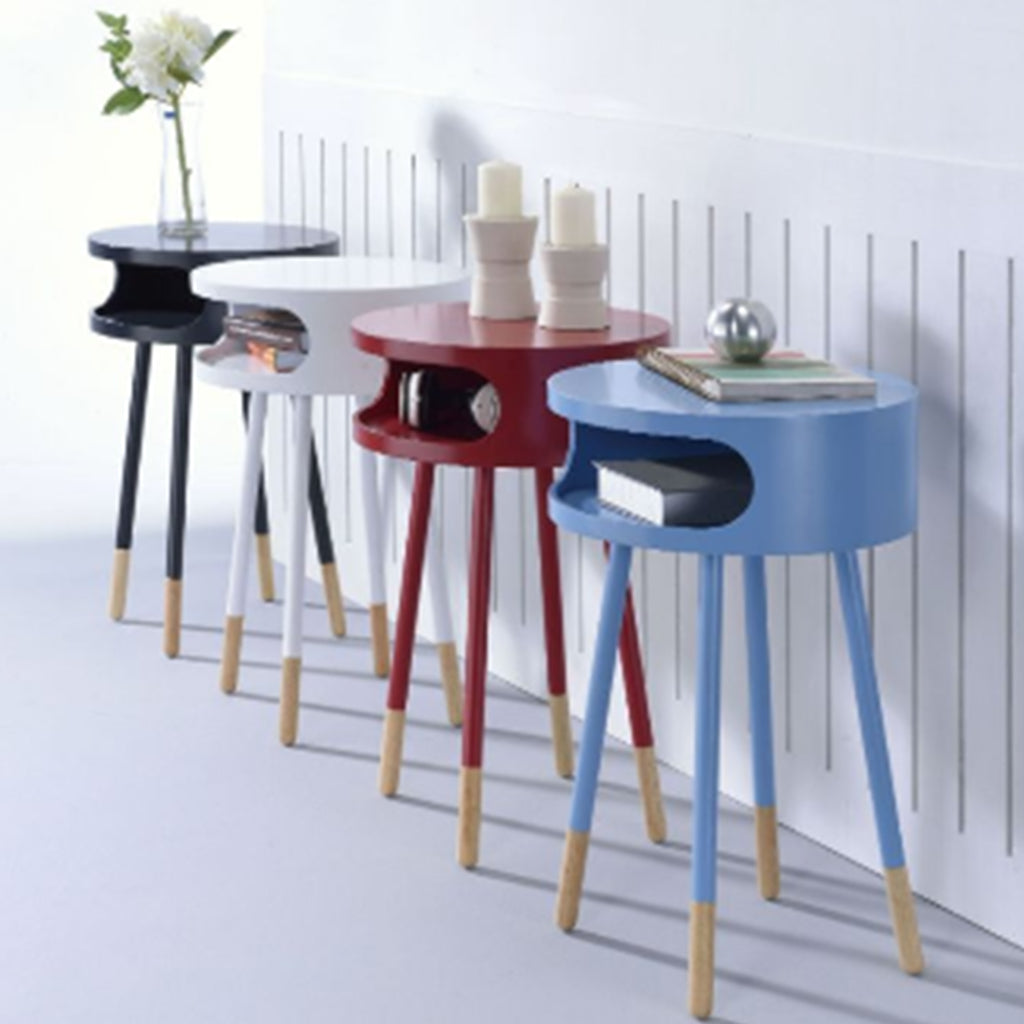 Small Wooden End Table, White, Bentwood, 286360