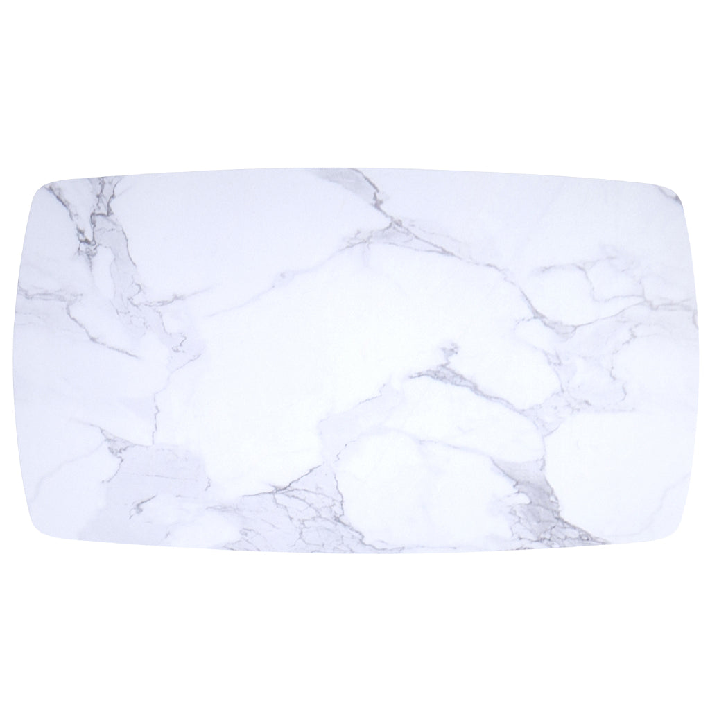 Emery | MCM Dining Table White, MDF Top, Metal Legs, 6 Seater, 201-294REC-WT