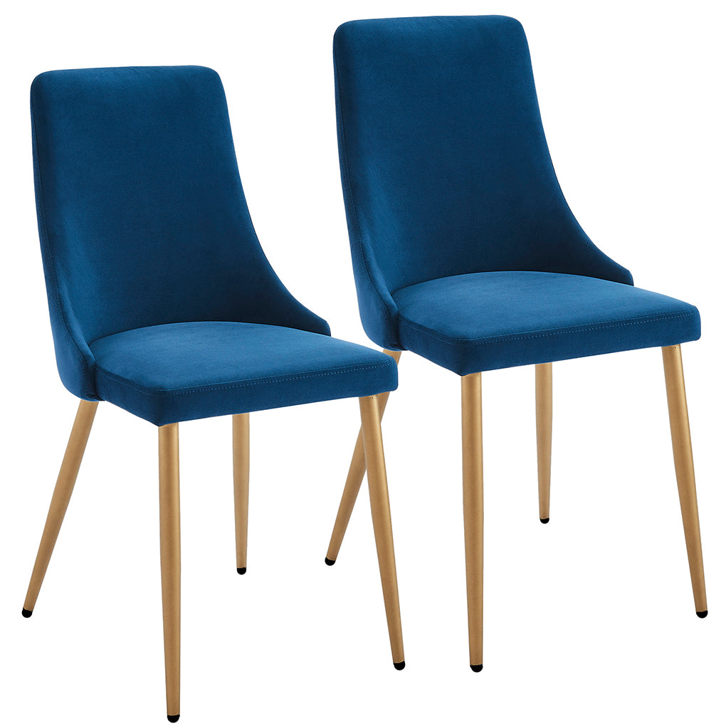 Carmilla | Luxury Velvet Blue and Gold Dining Chairs, Set of 2, 202-353BLU