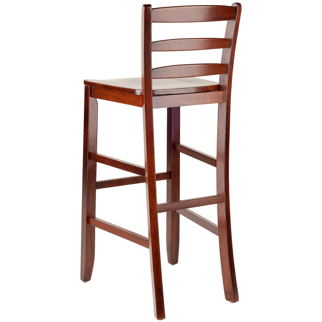 30" Bar Ladder Back Stool, Solid Walnut Wood, Set of 2