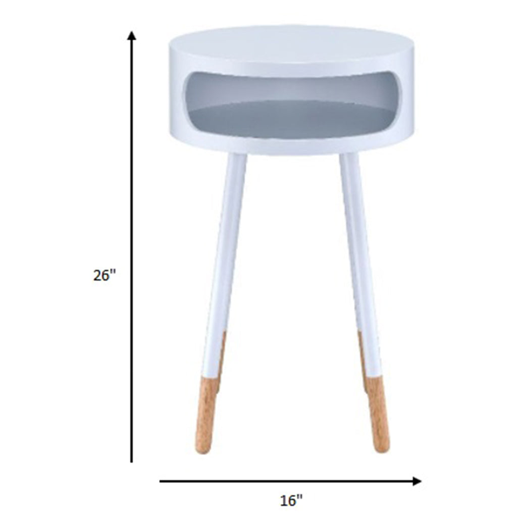 Small Wooden End Table, White, Bentwood, 286360