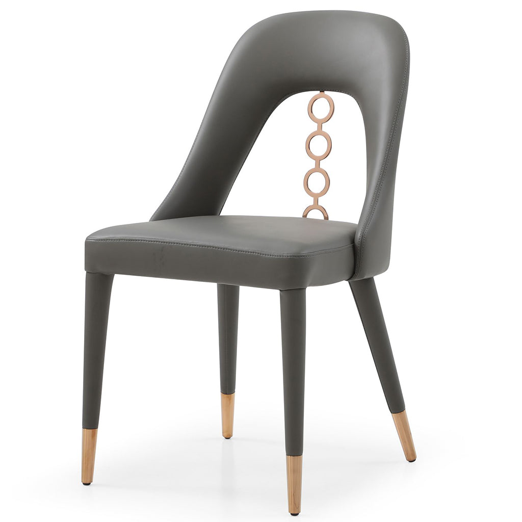 Liza Dining Chair, Set of 2, Dark Gray, Faux Leather, Steel Frame, DC1710P-DGRY Brand: Whiteline Modern Living, Size: 19inW x 22inD x 34inH Seat Height: 19in/ 48cm, Weight: 15lb, Material: Faux leather & stainless steel frame Color: Dark Gray , Assembly Required: No, Weather Resistant: No, Set of 2