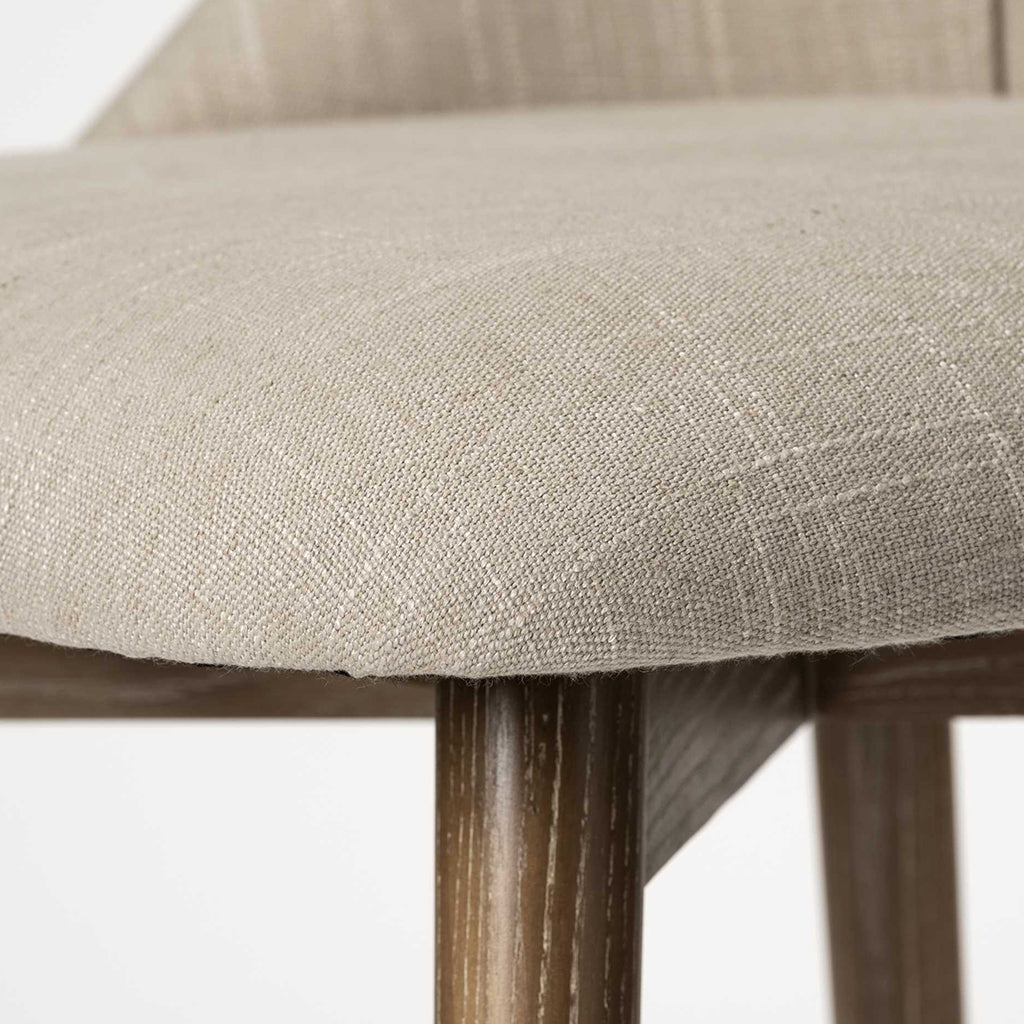 Cream Fabric Wrap With Brown Wooden Base Dining Chair