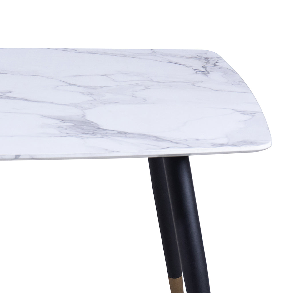 Emery | MCM Dining Table White, MDF Top, Metal Legs, 6 Seater, 201-294REC-WT