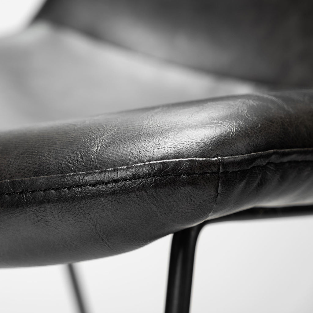 Black Faux Leather Seat, Black Iron Frame Dining Chair