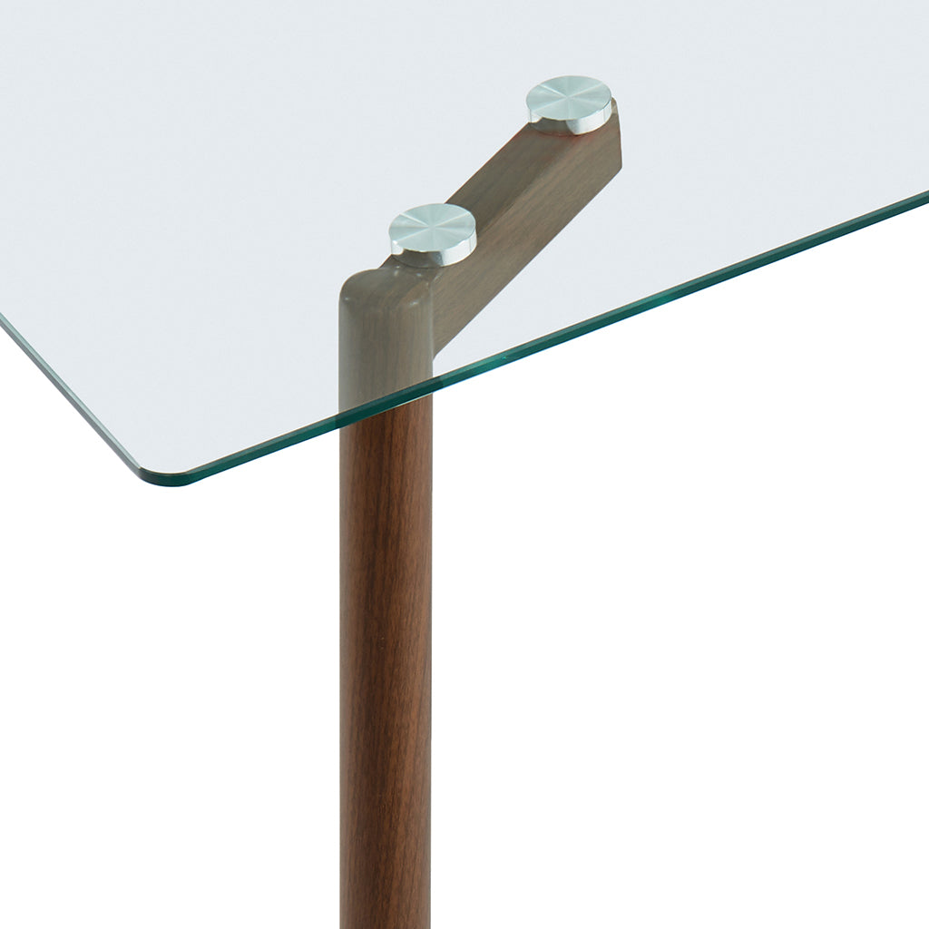Abbot | Glass Small Dining Table, Walnut Legs, 4 Seater, 201-453WAL