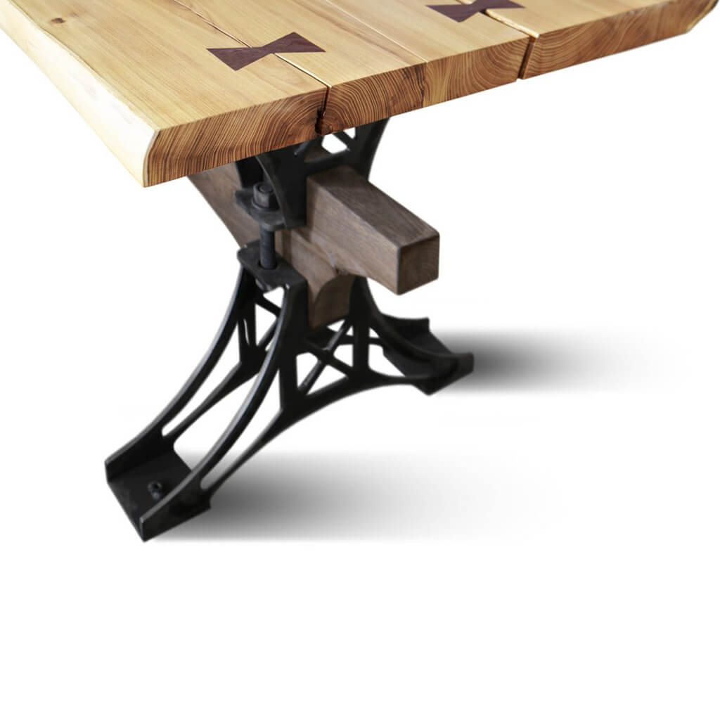 A-Stephenson | Live Edge Industrial Dining Table, Solid Oak Wood Top, Metal Legs, 10 Seater, SCANDI051