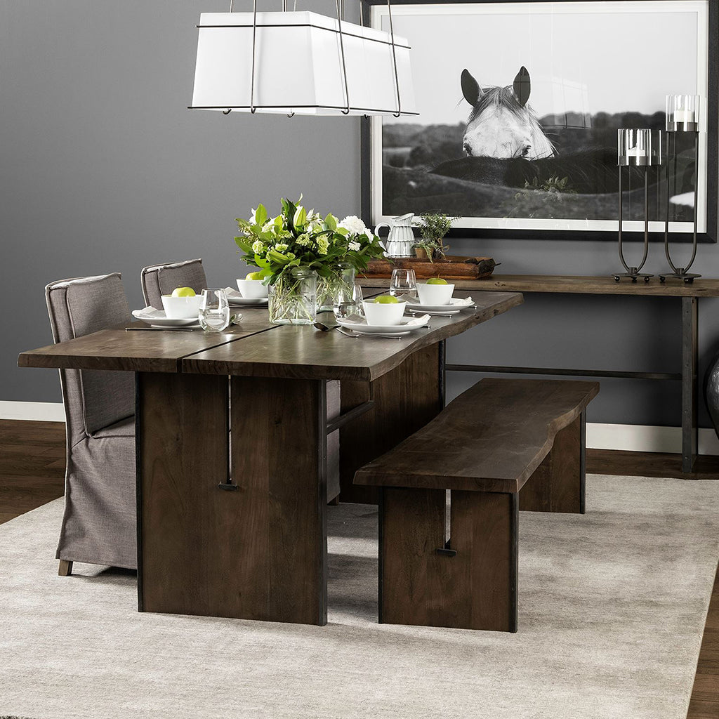 Gray Fabric Slip Cover With Brown Wooden Base Dining Chair
