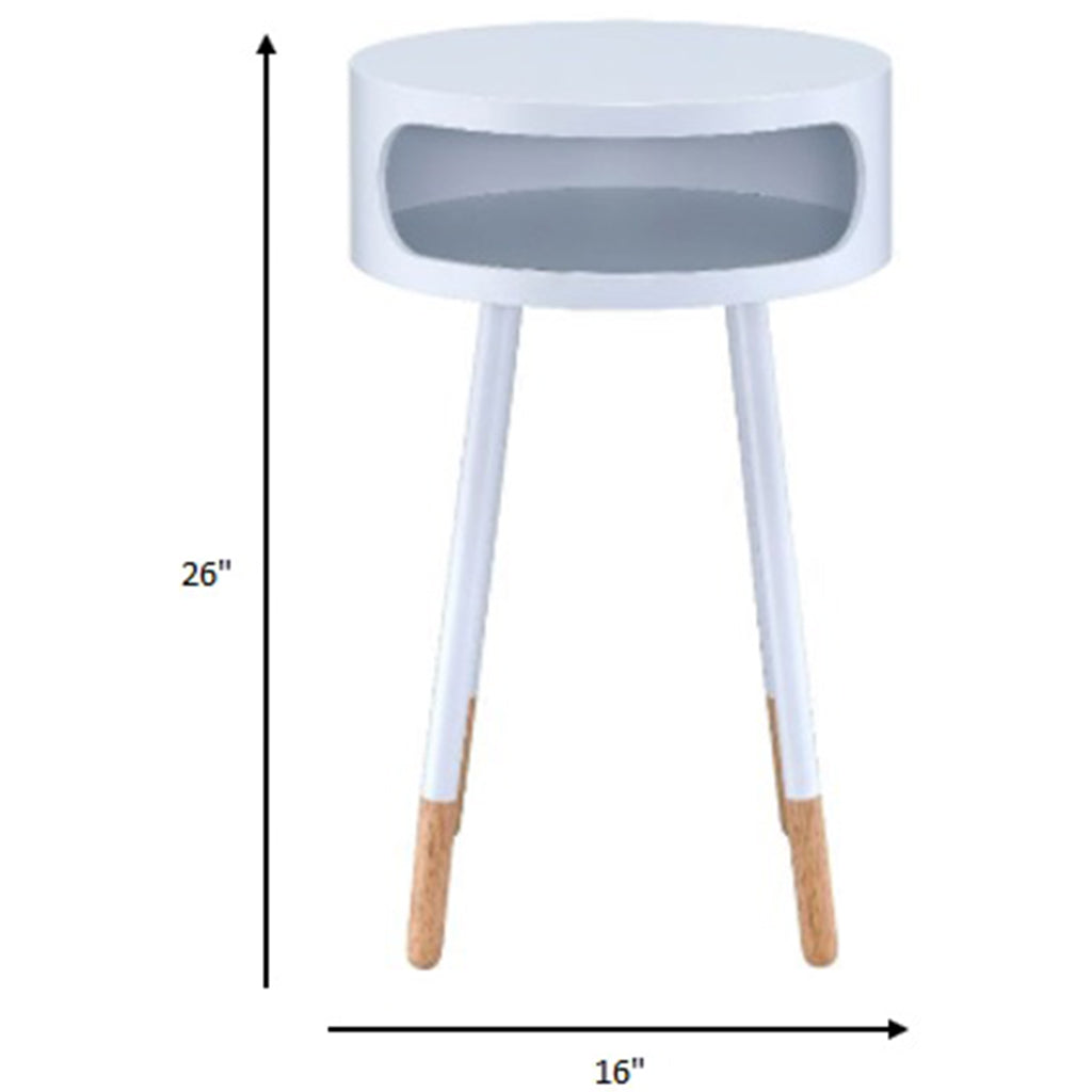 Small Wooden End Table, White, Bentwood, 286360