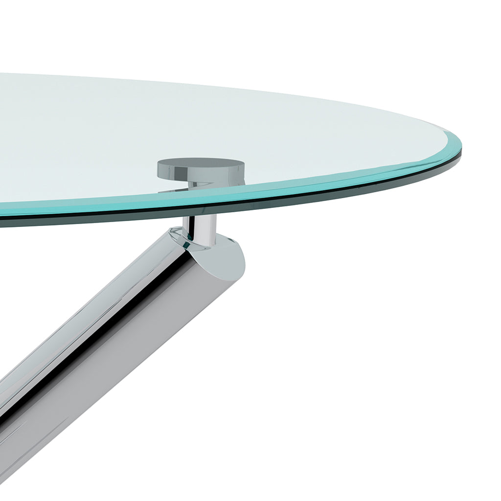 Solara II | Small Round Glass Dining Table, Chrome Metal Base, 4 Seater, 201-160-40