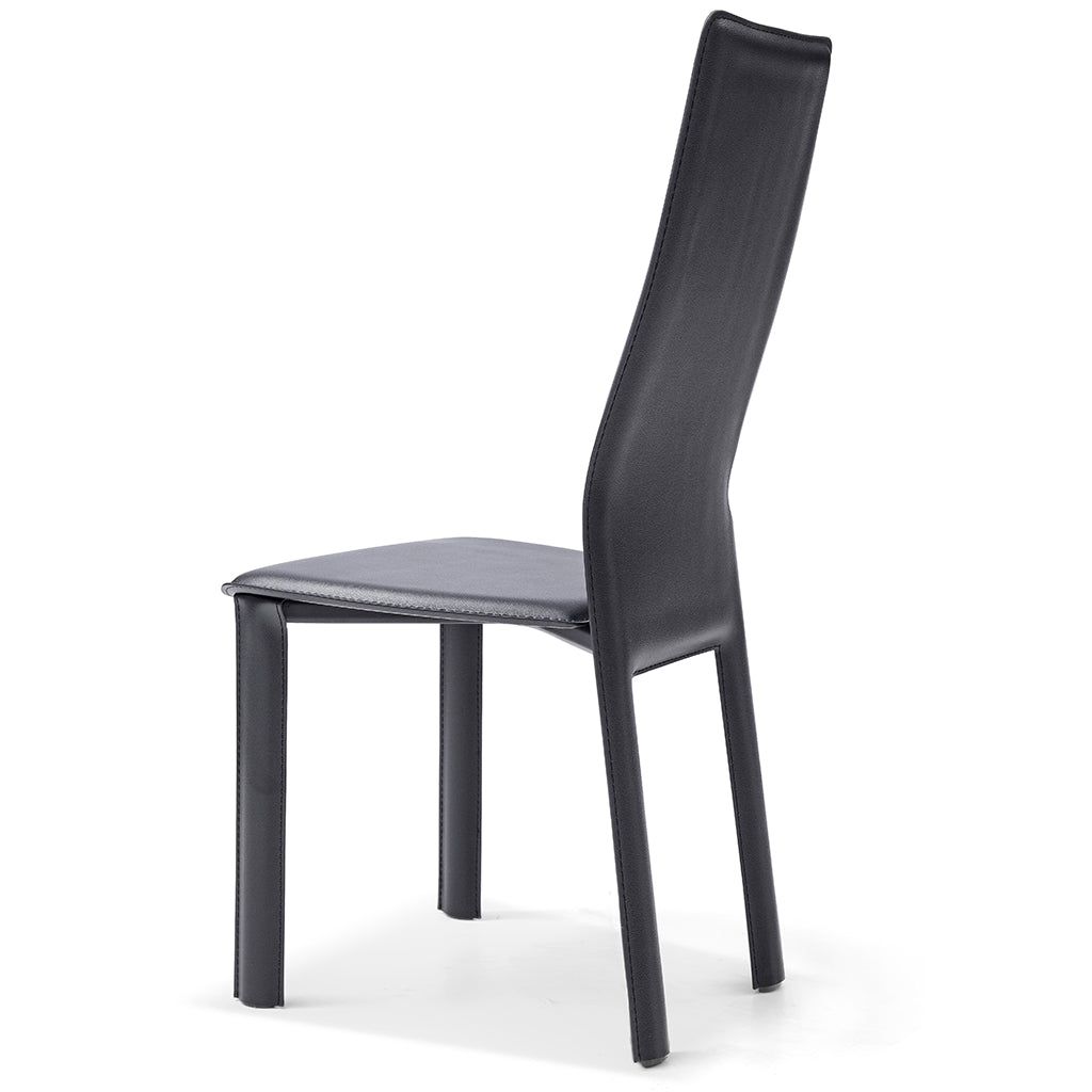 Allison Dining Chair, Set of 4, Black, Leather, Metal Legs, DC1004H-BLK Brand: Whiteline Modern Living, Size: 18inW x 23inD x 41inH Seat Height: 18in/ 46cm, Weight: 73lb, Material: Leather, Color: Black