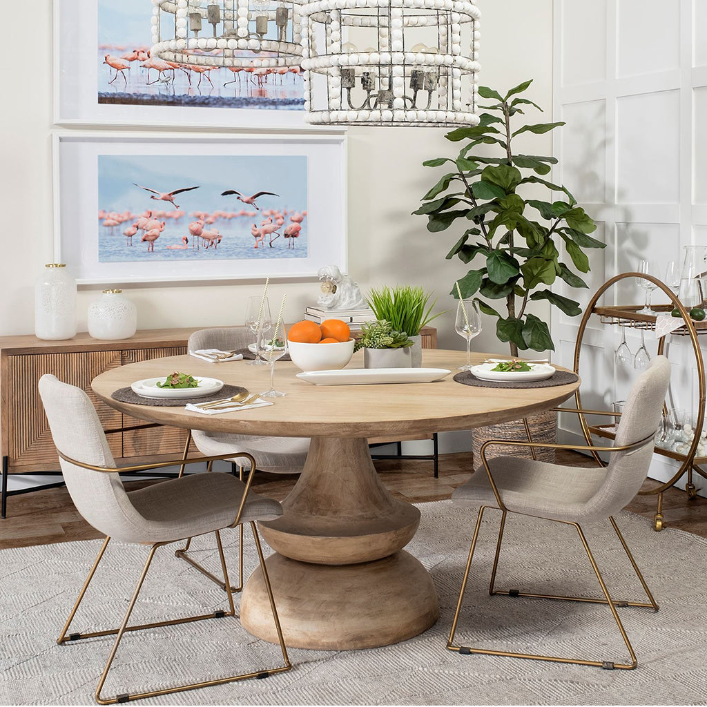Cream Fabric Wrap With Gold Metal Frame Dining Chair