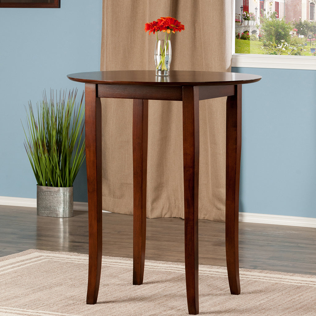 Fiona Round Countertop Height Table, Solid Wood, Antique Walnut Finish, 94834 Brand: Winsome wood, Size: 33.66inW x 33.66inD x 39inH, Weight: 33.8lb, Shape: Round, Material: Walnut Wood Finish, Seating Capacity: Seats 2-4 people ,Color: Dark wood color