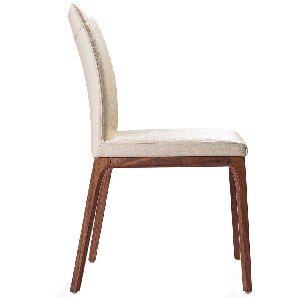 Stella Dining Chair, Set of 2, Taupe, Faux Leather, Solid Walnut Veneer Base, DC1454-WLT/TAU, Brand: Whiteline Modern Living, Size: 20inW x 23inD x 35inH Seat Height:  19in/ 48.25cm, Weight: 17lb, Material: Faux leather & solid walnut wood Color: Taupe, walnut veneer base, Assembly Required: No, Weather Resistant: No