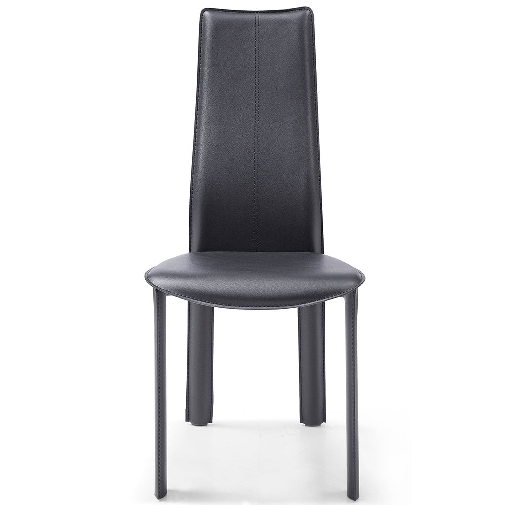 Allison Dining Chair, Set of 4, Black, Leather, Metal Legs, DC1004H-BLK Brand: Whiteline Modern Living, Size: 18inW x 23inD x 41inH Seat Height: 18in/ 46cm, Weight: 73lb, Material: Leather, Color: Black