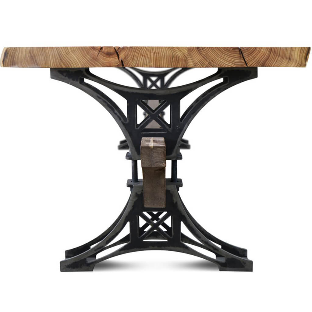 A-Stephenson | Live Edge Industrial Dining Table, Solid Oak Wood Top, Metal Legs, 10 Seater, SCANDI051