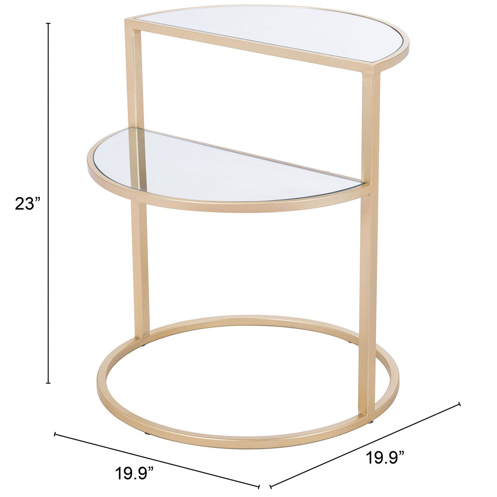 Terrace | Mirrored Glass and Gold End Table, Two Shelves, 394568