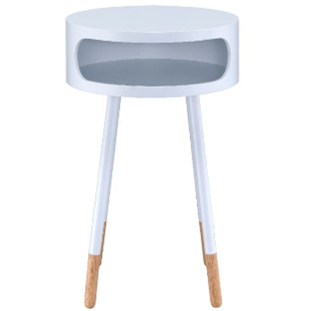 Small Wooden End Table, White, Bentwood, 286360