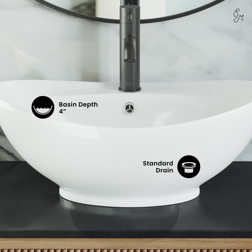 Swiss Madison Ivy 23 Oval Ceramic Vessel Sink
