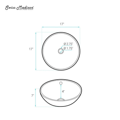 Swiss Madison Sublime 17” Round Vessel Sink in Matte White
