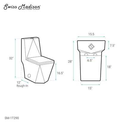 Swiss Madison Brusque One-Piece Square Toilet Dual-Flush 1.1/1.6 gpf