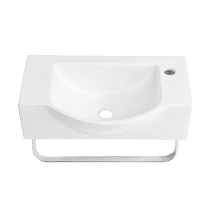 Swiss Madison Chateau 21.5" Right Side Faucet Wall-Mount Bathroom Sink with Chrome Towel Bar