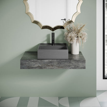 Swiss Madison Lisse 16" Square Concrete Vessel Bathroom Sink in Dark Grey