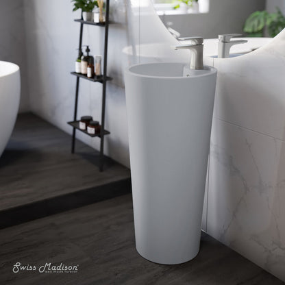 Swiss Madison Monaco Circular Basin Pedestal Sink Matte Grey